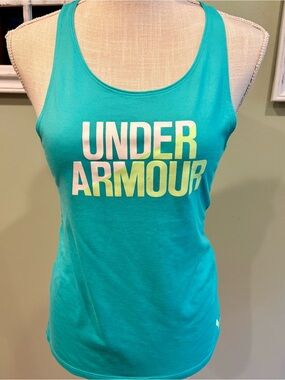 Under Armour Teal Athletic Logo Tank. Youth large.